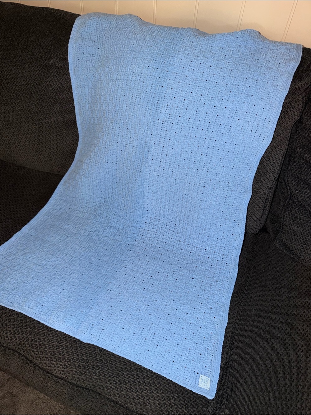 Light Blue Handmade Crochet Throw Blanket
